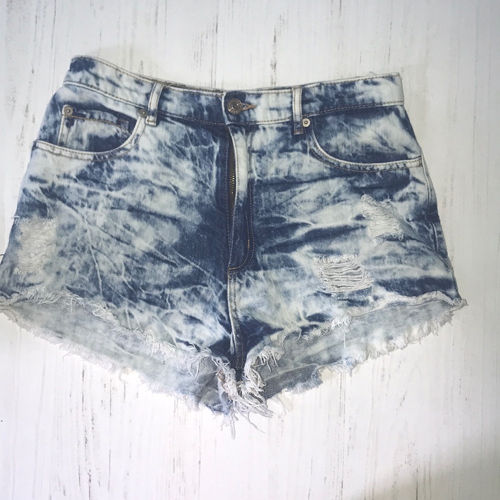 Acid wash Garage jean shorts